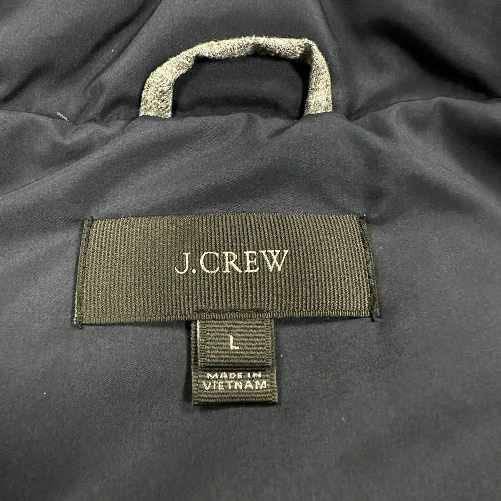 J. Crew Womens Size Large Gray‎ Quilted Vest Full Zip Mock Neck Front Pockets